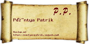 Pántya Patrik névjegykártya