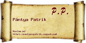 Pántya Patrik névjegykártya